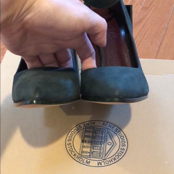 NEW Acne Terra Ankle Wrap Suede Pump Green 6 - Picture 5 of 8